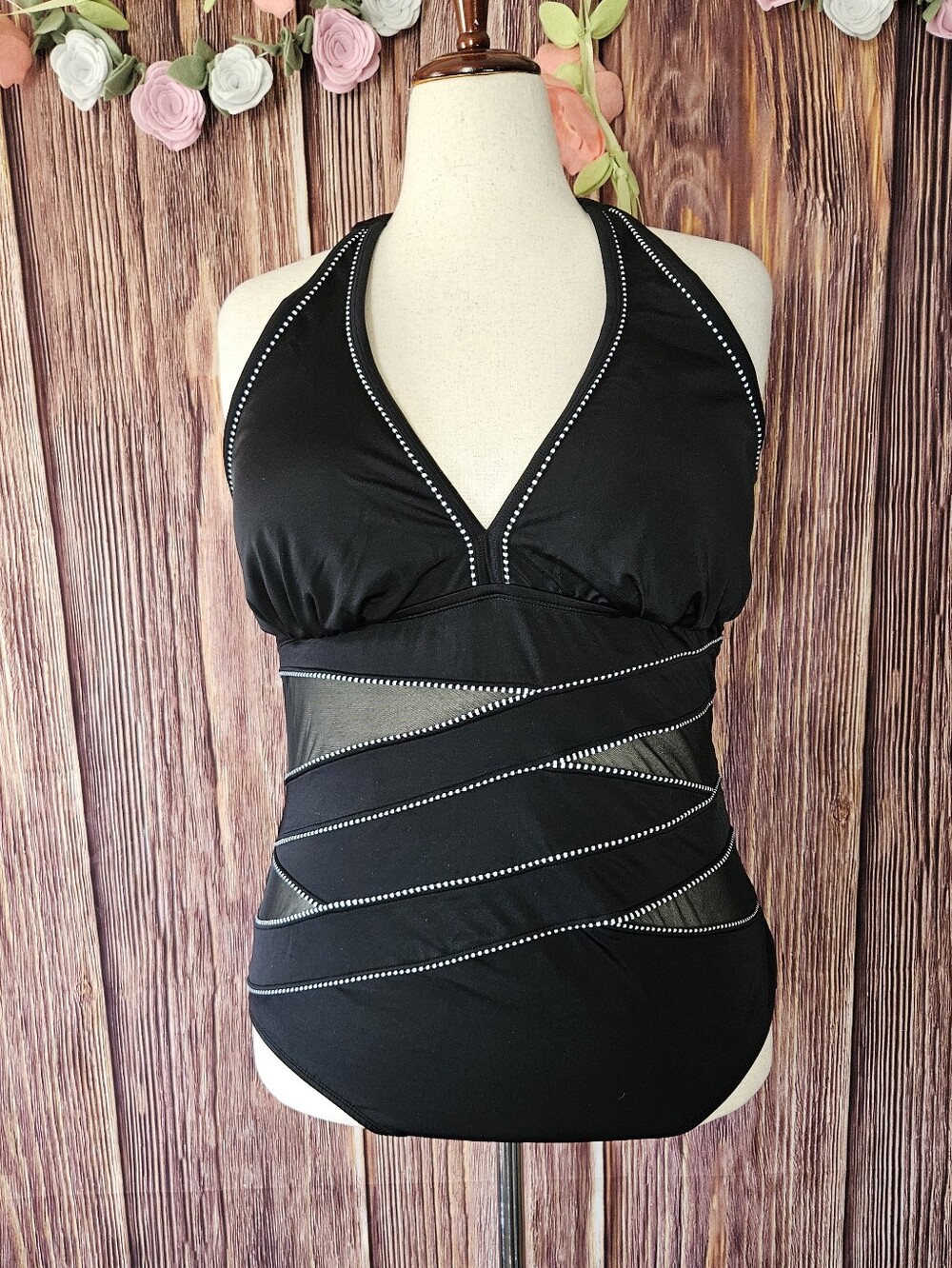 New Venus Mesh Illusion Halter Swim Suit Plus Size 22W
